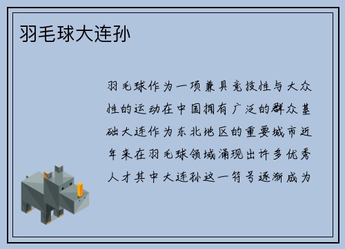 羽毛球大连孙